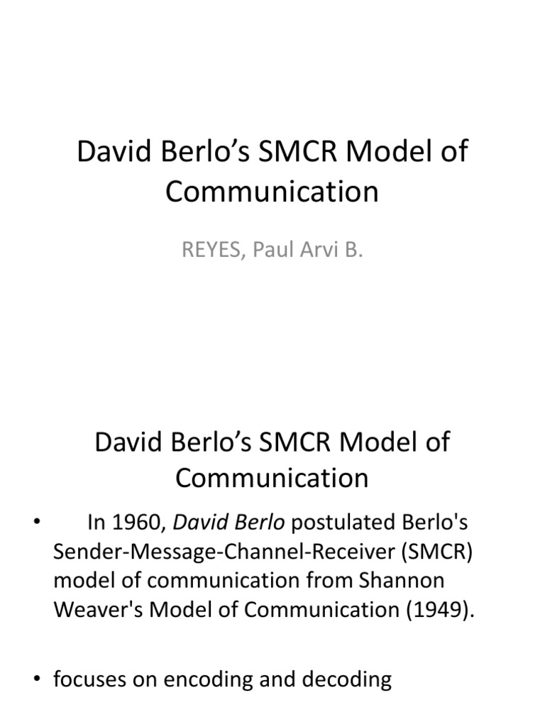 Berlo's SMCR Communication Model | PDF