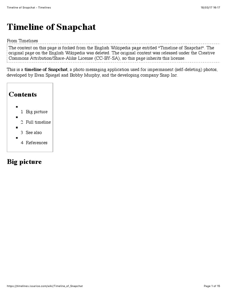 Snapchat Launch Timeline and History | PDF | Snapchat | Instagram