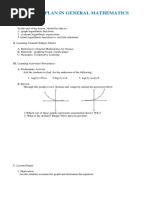 Lesson Plan in General Mathematics