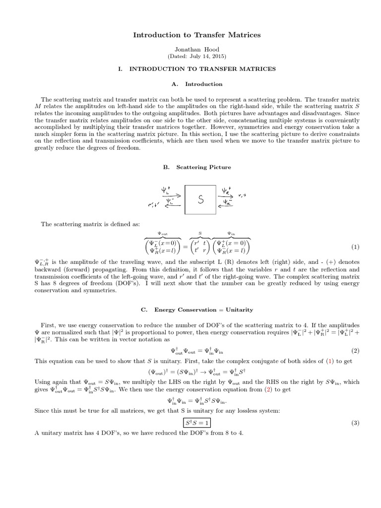 Transfer Matrix | PDF | Matrix (Mathematics) | Maxima And Minima
