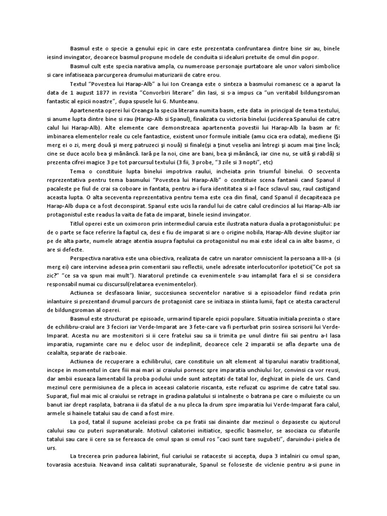 Tema Si Viziunea Despre Lume Povestea Lui Harap Alb