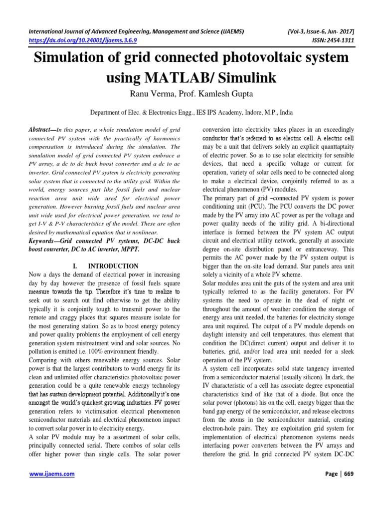 Simulation of grid connected photovoltaic system using MATLAB/ Simulink ...