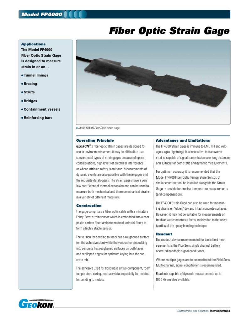 Fiber Optic Strain Gauge PDF Optical Fiber Materials Science