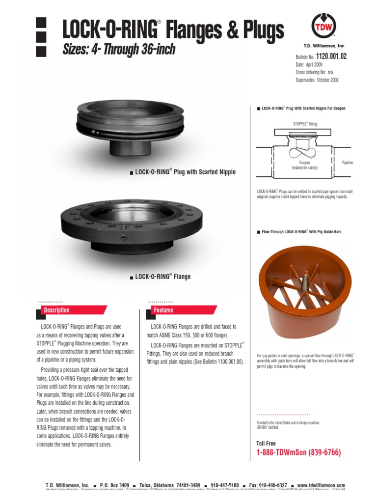 LOCK O RING Flanges and Plugs PDF Plumbing Hydraulic Engineering