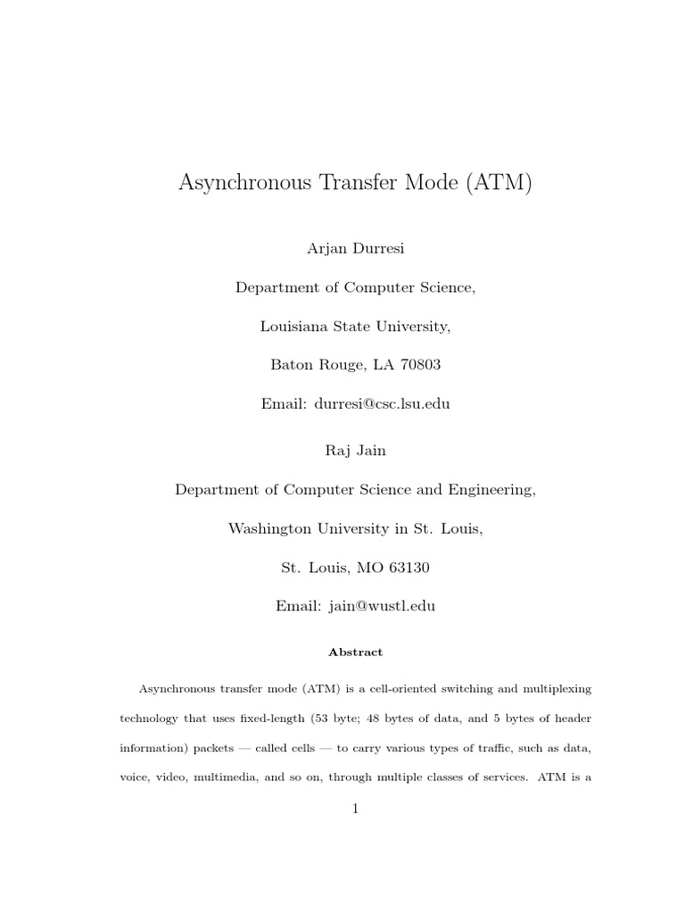 Overview of Asynchronous Transfer Mode | PDF | Asynchronous Transfer ...