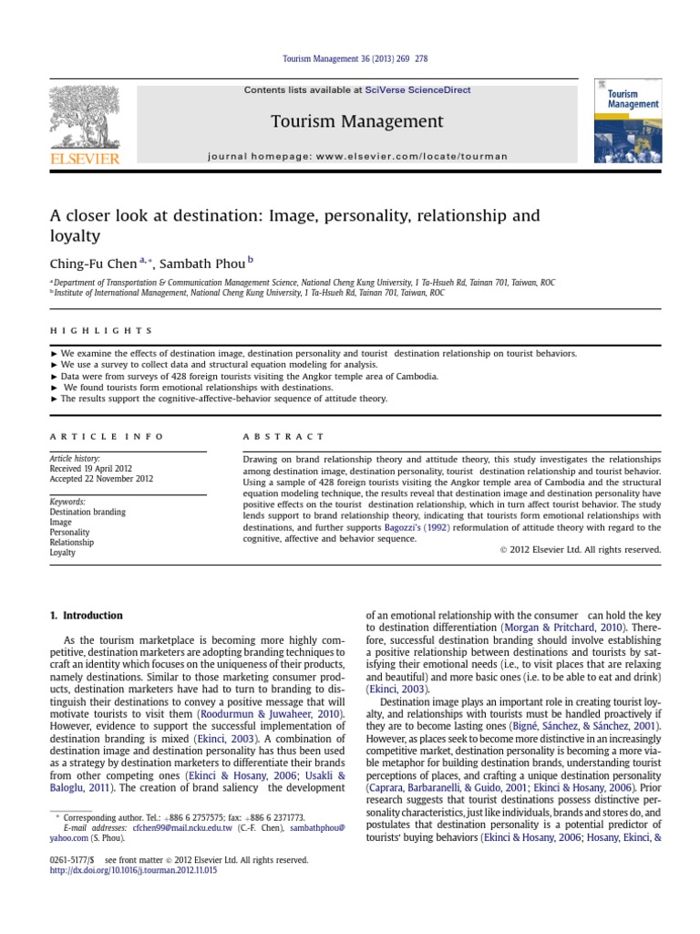 Impact of Destination Image on Tourist Loyalty | PDF | Factor Analysis ...