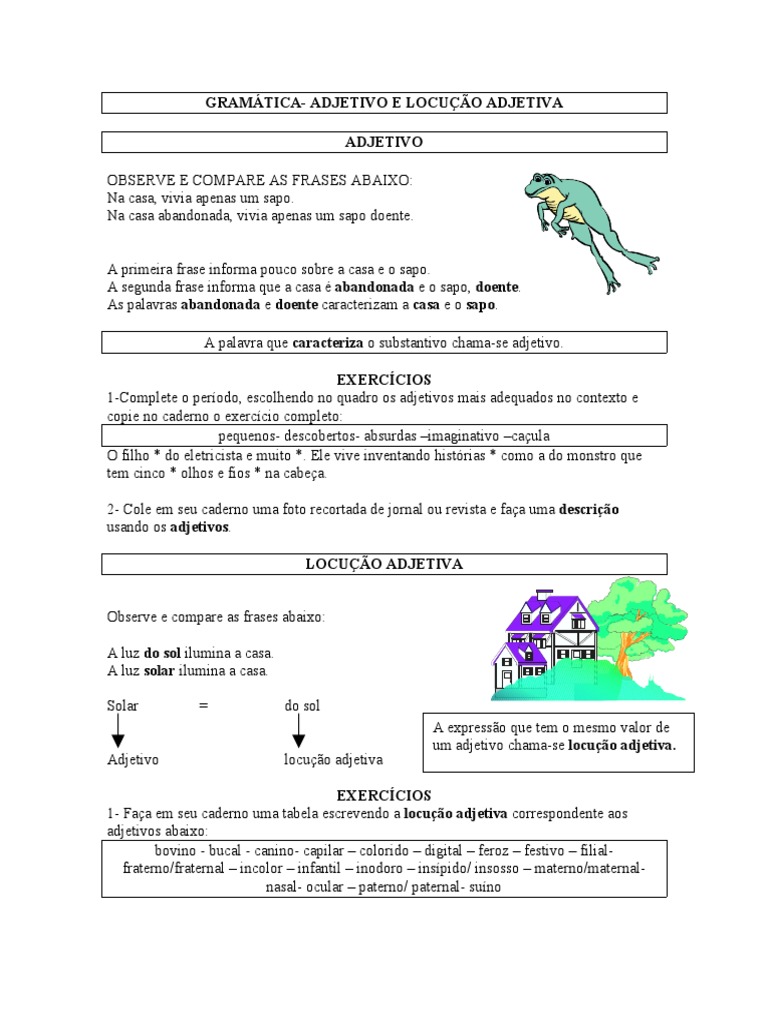 Adjetivos e Locuções Adjetivas | PDF | Artes Linguísticas e Disciplina