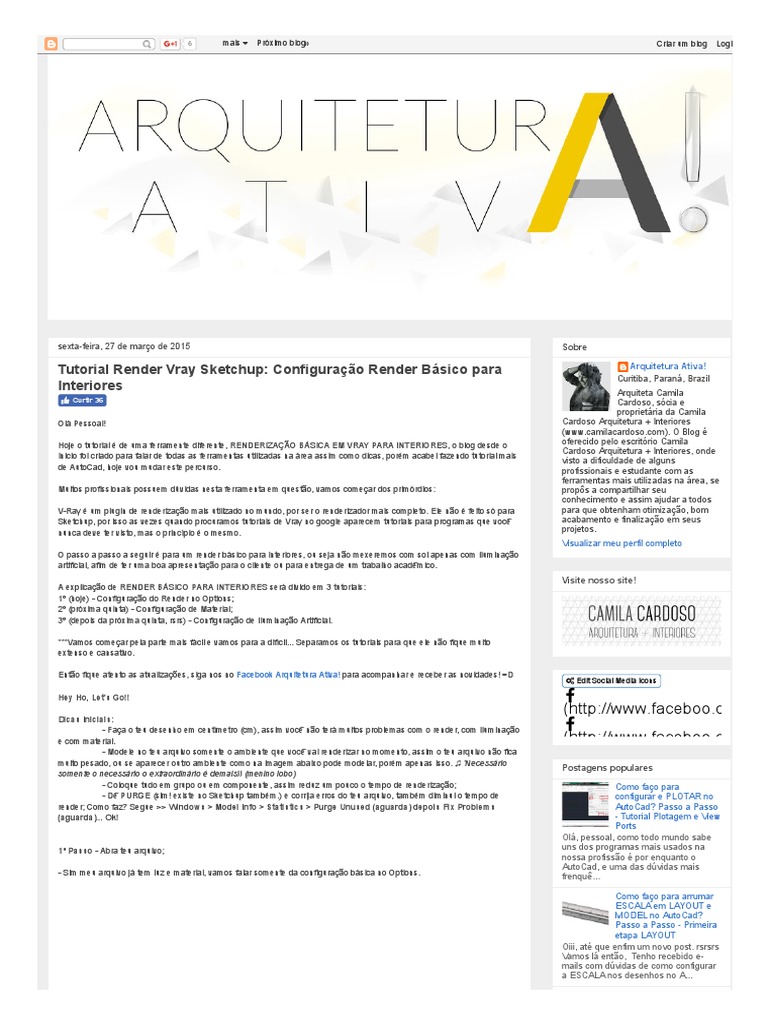 Arquitetura Ativa! - Tutorial Render Vray Sketchup - Configuração ...