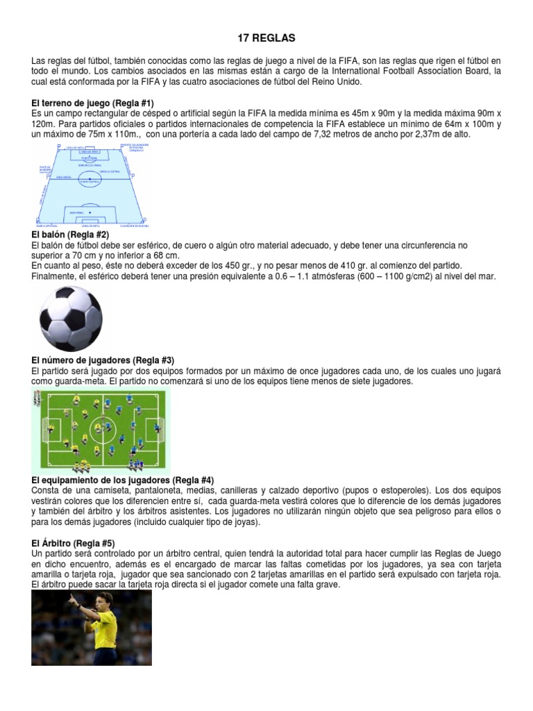 17 REGLAS Códigos de fútbol Juego de azar