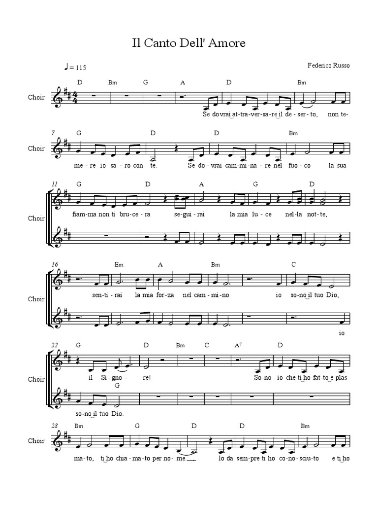 Il Canto Dell Amore Spartito Pdf