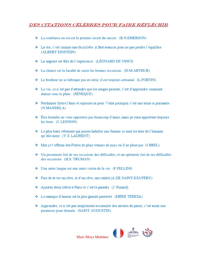 Des Citations Celebres Pour Faire Reflechir