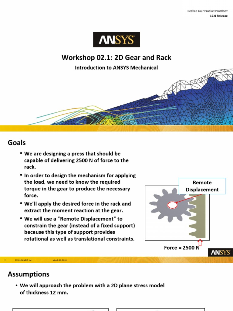 Mechanical Intro 17.0 WS02.1 2D Gear and Rack | PDF | Gear | Torque