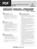 Fgv 2017 Alerj Especialista Legislativo Tecnologia Da Informacao Prova