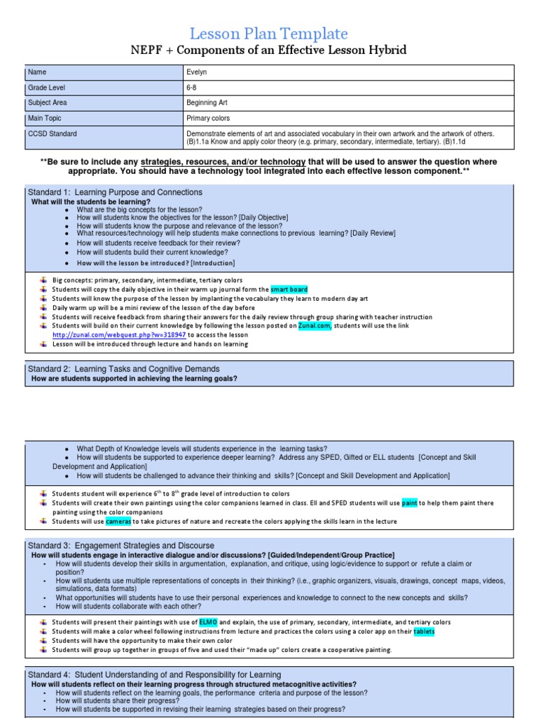 Lesson Plan: Primary Colors in Art | PDF | Educational Assessment ...