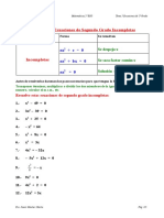 Ejercicios de Ecuaciones de 2º Grado Incompletas 2º ESO PDF