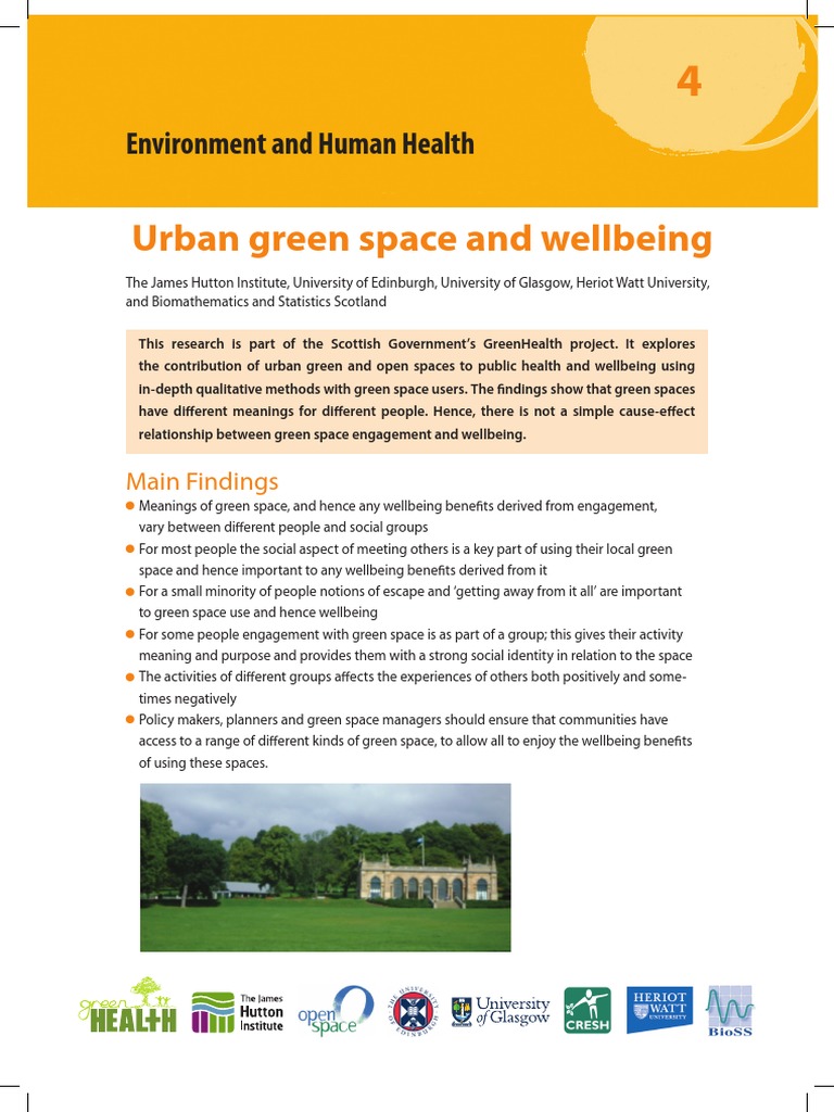Urban Green Spaces and Wellbeing Insights | PDF | Well Being | Social Group