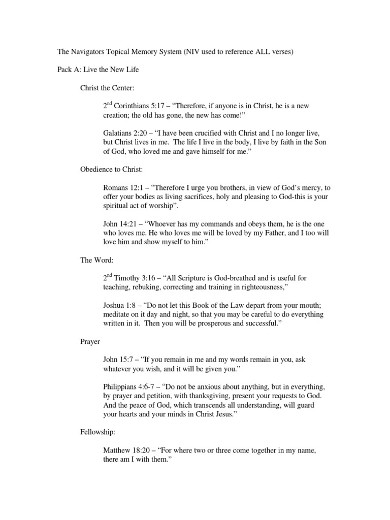 Navigators Topical Memory System | PDF | Epistle To The Romans | Jesus