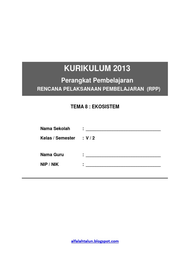 Download Silabus Kelas 5 Tema 8 Ekosistem Semester 2 Guru Galeri