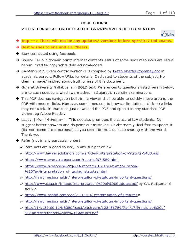 210 Interpretation of Statutes PDF Statutory Interpretation Plain