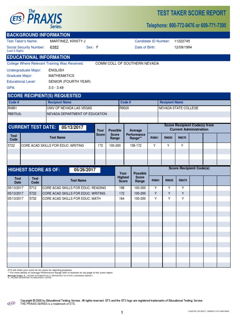 Scorereport | PDF | Educational Assessment And Evaluation | Tests