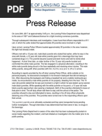 Lansing Press Release On Incident Involving Officer and Teen