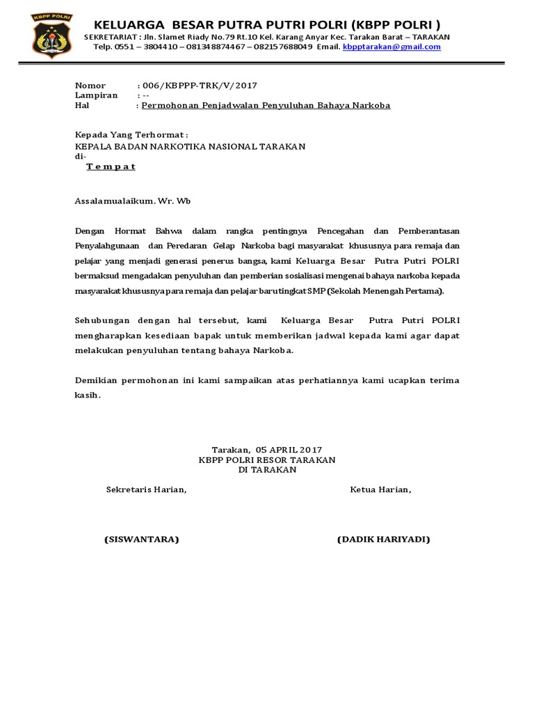 Contoh Surat Bebas Narkoba Dari Bnn