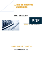 A.P.U. - Materiales