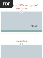 Evaluation, Different Types of Test Items