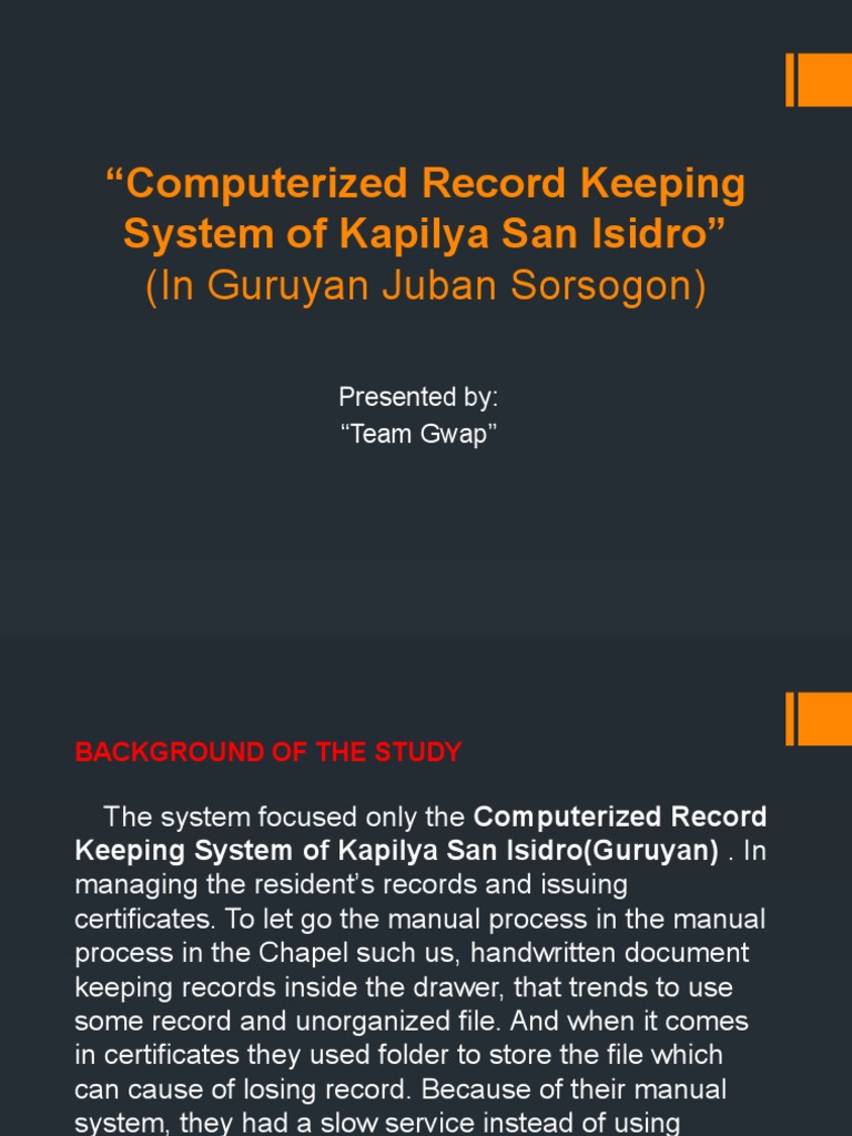 Computerized Record Keeping System of Kapilya San Isidro (Guruyan Juban