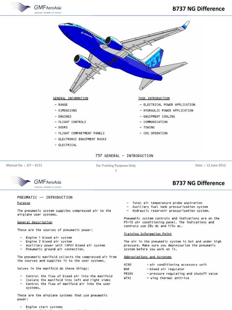 B737 NG Training Manual Overview | PDF | Boeing | Jet Aircraft
