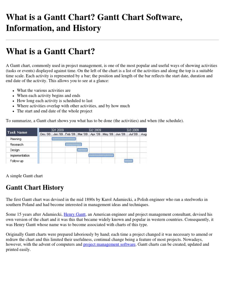 Gantt Chart Overview and History | PDF