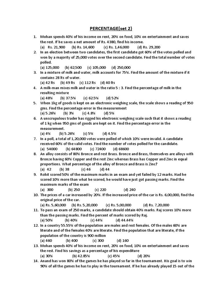 Percentages 2 PDF Brass Bronze