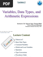 Lecture 2-Variables, Data Types and Arithmetic Expressions