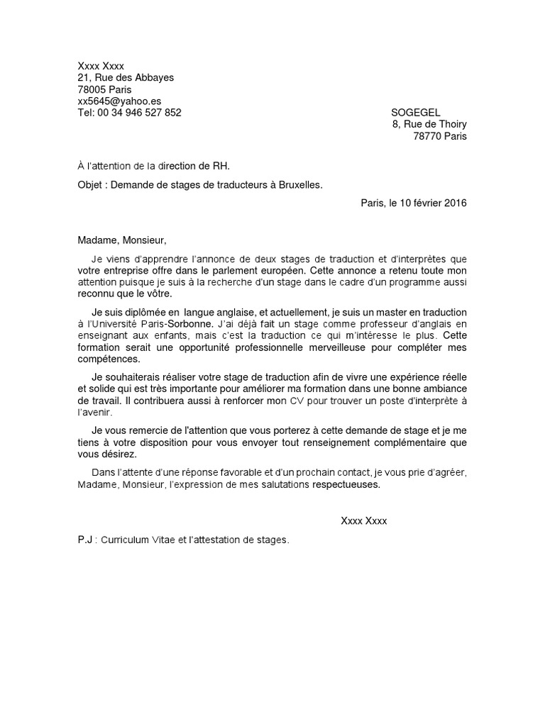 Je Suis à Votre Disposition En Anglais Lettre de Motivation | PDF