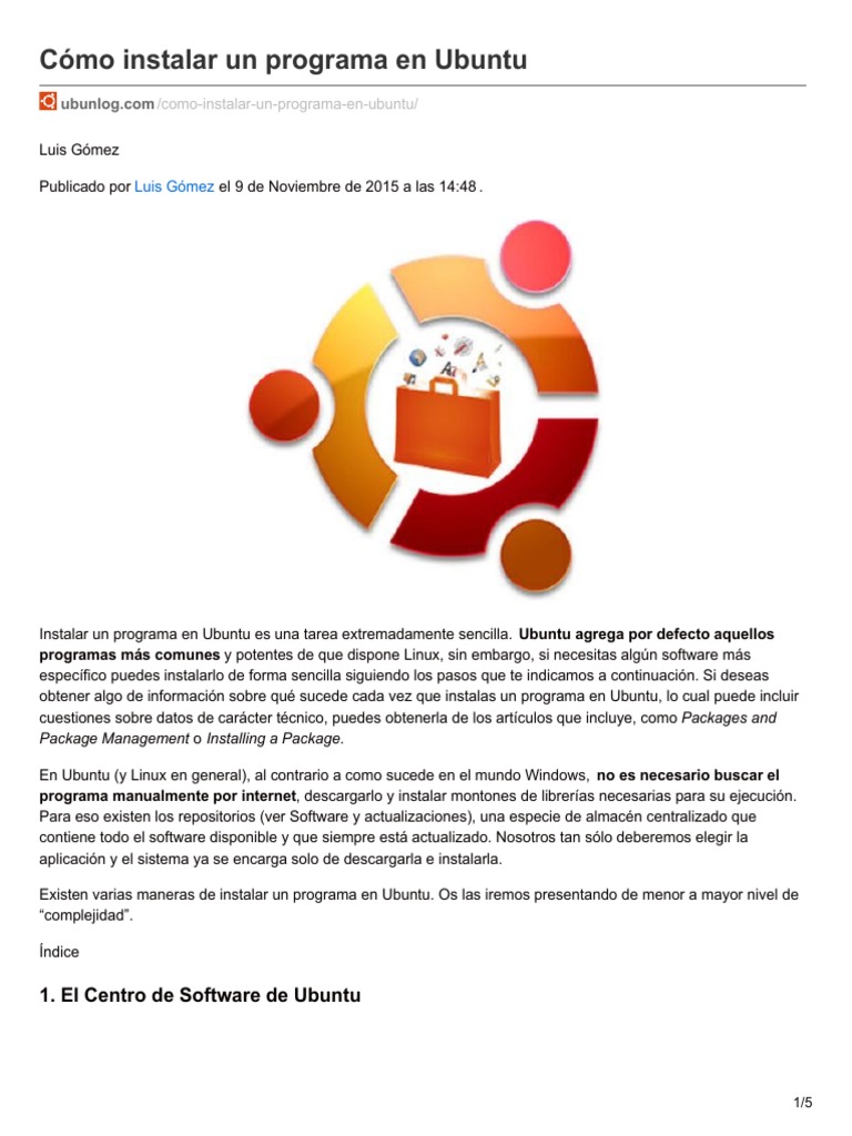 Instalación de programas en Ubuntu | PDF | Ubuntu (sistema operativo ...