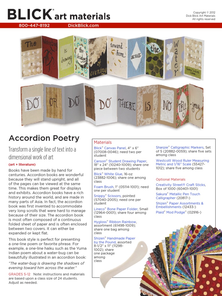 Accordion Poetry Accordion Book 2 Paper Communication