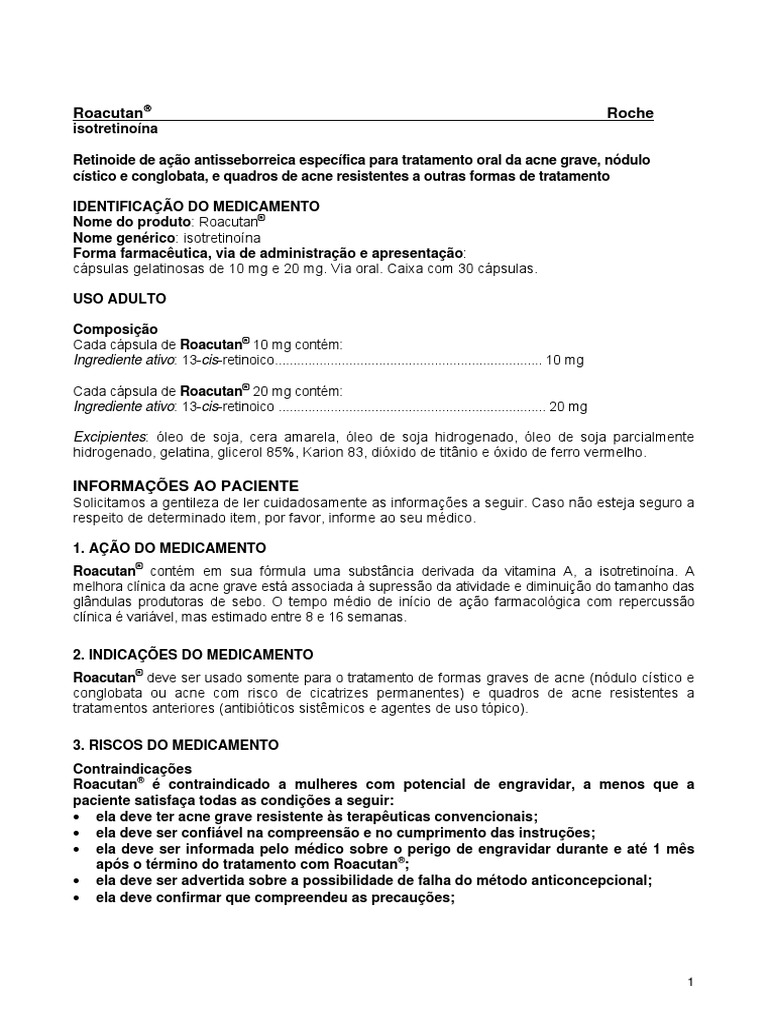 Bula do Roacutan: Composição e Uso | PDF | Gravidez | Anticoncepcionais
