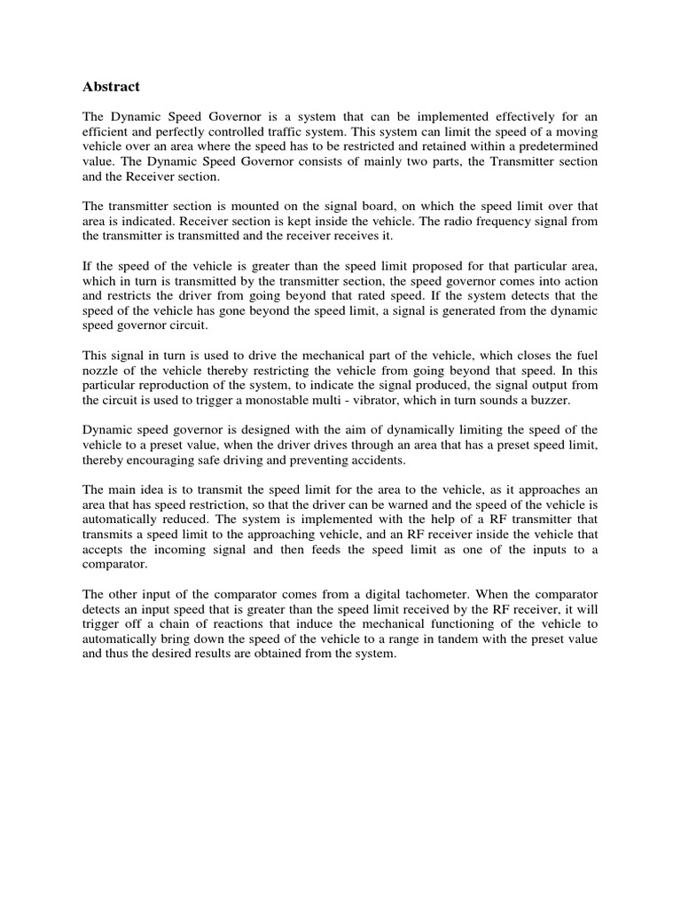 Dynamic Speed Governor PDF Transmitter Speed Limit