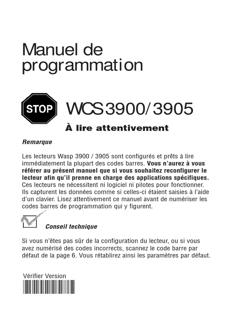 Programmation Lecteur Code Barre