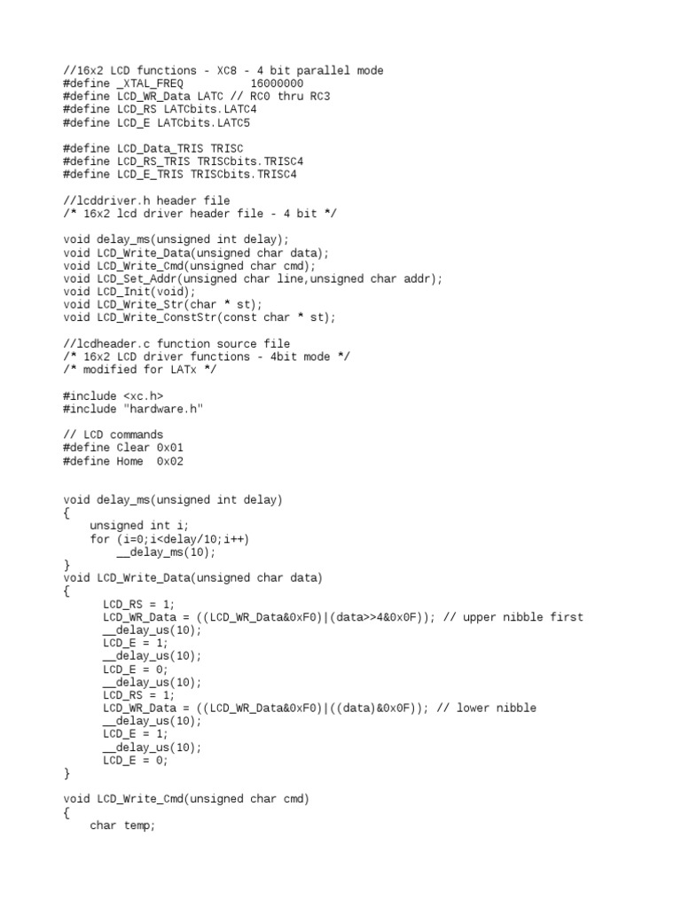 16x2 Basic LCD Driver Files XC8 | PDF | Digital Technology | Software ...