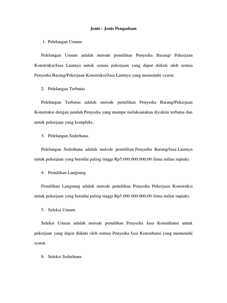 Jenis Jenis Pengadaan PDF