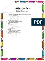 kindergarten school supply list