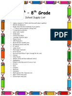 7th - 8th grade school supply list