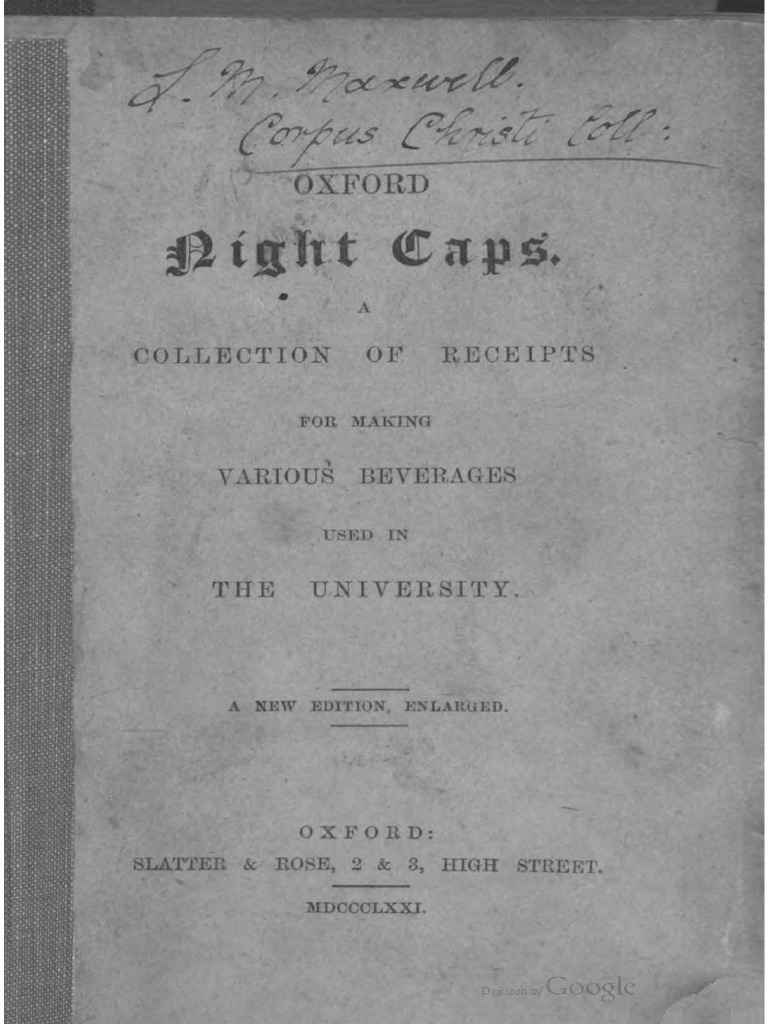 An Instruction Manual for Creating Traditional Beverages at Oxford