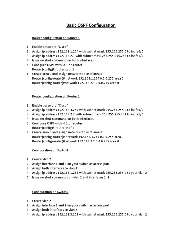 Basic OSPF Router Configuration Guide | PDF