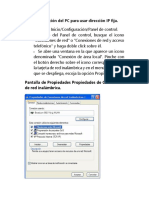 Configuración Del PC Para Usar Dirección IP Fija