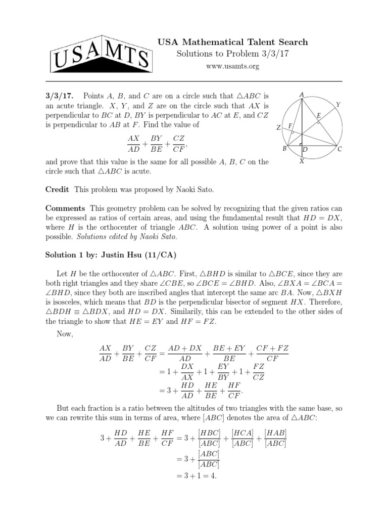 Solution3 3 17 PDF | PDF | Triangle | Euclidean Geometry