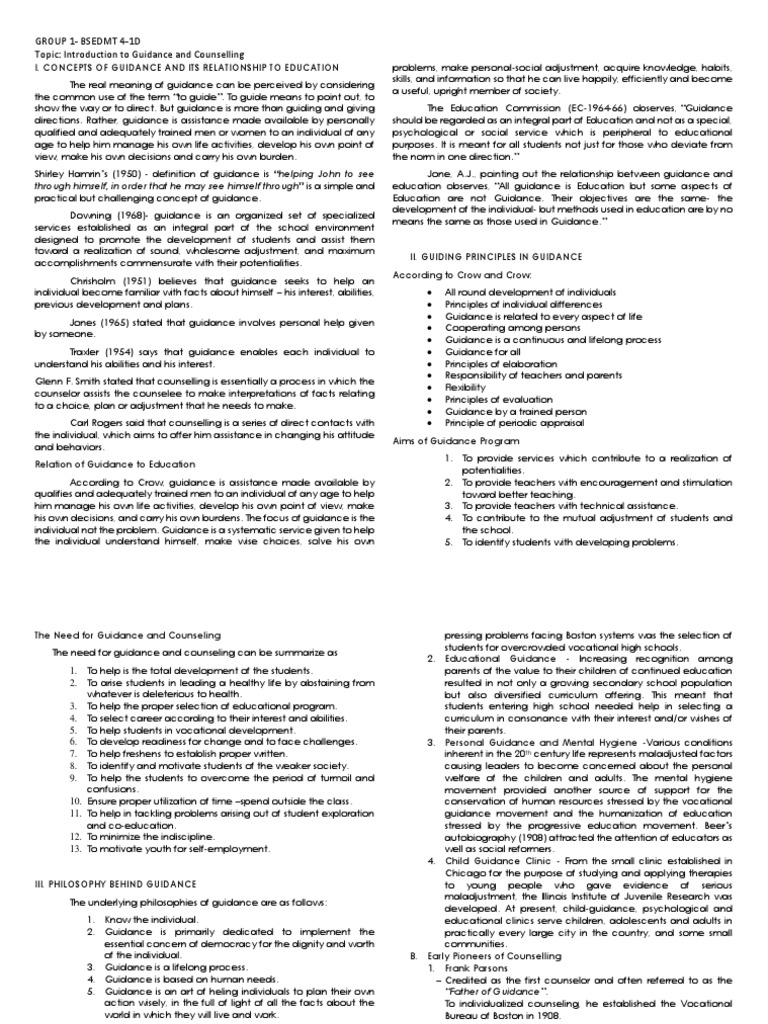 Principles of Guidance and Values Education Handout | PDF | School ...