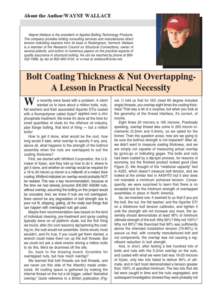Coated Bolts and Overtapping | PDF | Nut (Hardware) | Screw