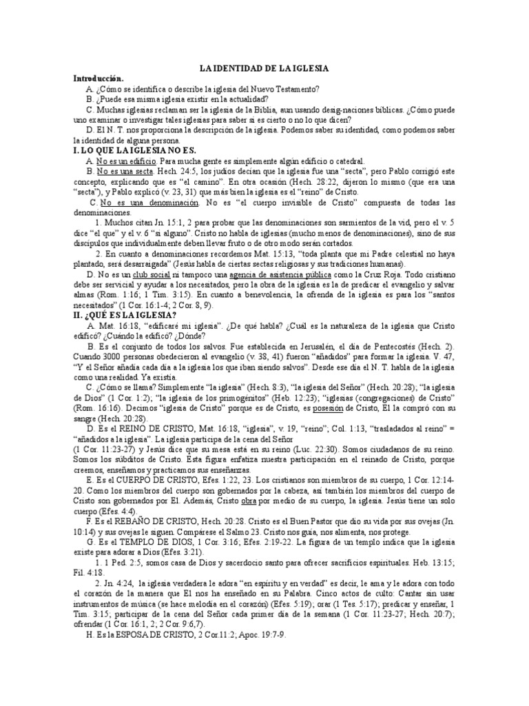 Identidad y naturaleza de la iglesia | PDF | Cristo (título) | Biblia